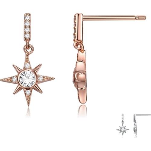 SILVERHOO New 925 Sterling Silver Stud Earrings Mosaic 5A Cubic Zirconia Womens Earrings Geometric 925 Silver Jewelry Wedding