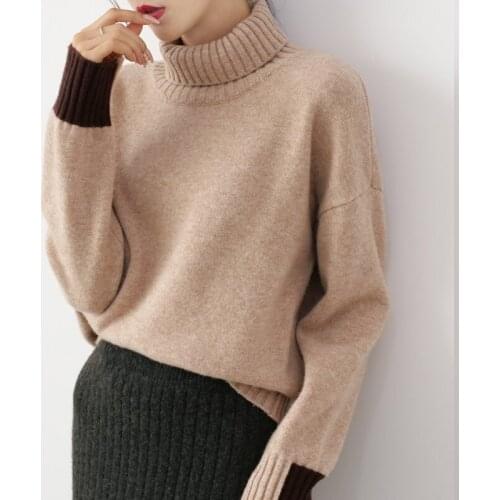 BUST SIZE(110cm) Loose Pullovers Woman 100% Wool Knitted Sweater 2020 Winter Hot Sale Thick Warm Jumpers Merino Wool Clothes