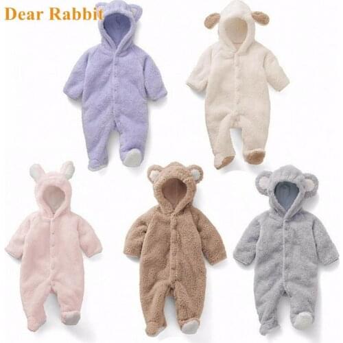 New born Winter Costume Baby Boys Clothes Coral Fleece Warm Baby Girls Clothing Animal Overall Baby Rompers Newborn Jumpsuit