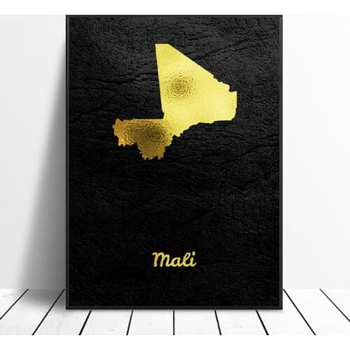 Golden Map Mali Canvas Painting Wall Art Pictures prints home decor Wall Poster Decoration For Living Room