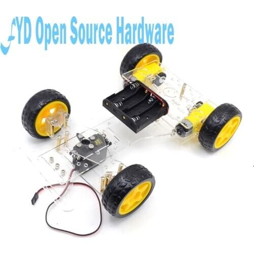 1set Steering engine 4 wheel 2 Motor Smart Robot Car Chassis kits DIY with 3003