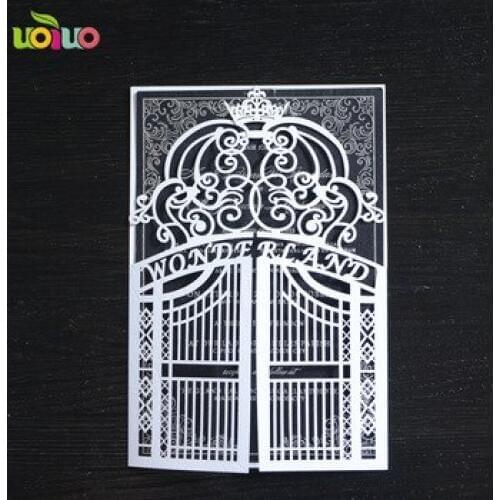 10 sets laser cut gate new design arabic wedding invitation card with inner paper and envelop free logo