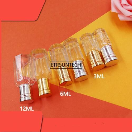 100pcs 3ml 6ml 12ml Glass Essential Oil Travel Bottles Empty Roll On Refillable Perfume Bottle Steel Roller Ball F3468