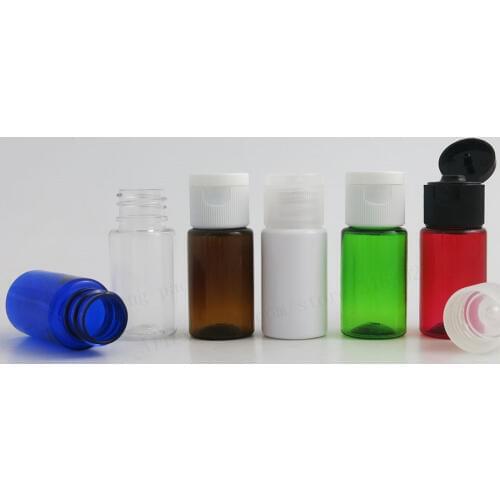100 x 10ml Outdoors Amber Blue Green White Clear Red PET Plastic Cream Bottle With White Clear Black Flip Top Cap