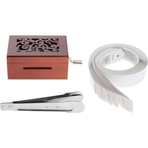 15 Tone Hand Music Box With Paper Tape Puncher Vintage Carved Wooden Box DIY Your Down Music Box