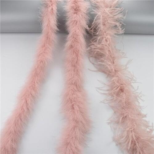2Yards Leather Pink Marabou Ostrich Feather Boa Scarf Fringe Trim Turkey Feathers for Crafts Feathers Decoration Plumes Decor