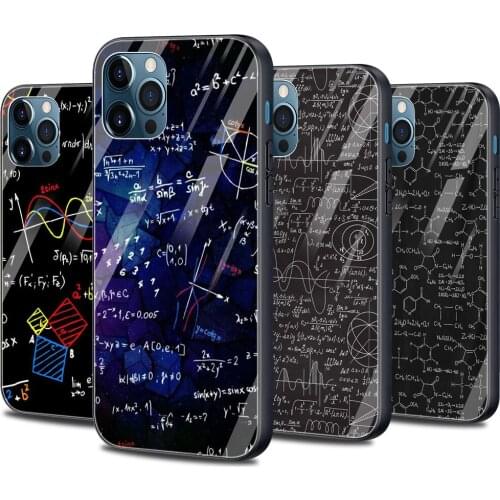 Phone case For iphone 13 12 11 mini xs max xR x 8 7 6s plus SE Bumper glass Fundas caso smartphone Chemical Math Formula