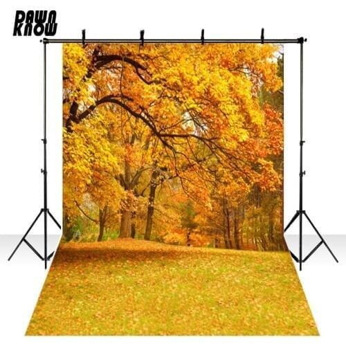 DAWNKNOW Autumn Vinyl Backdrops For Photography fallen leaves Forest Background Print Wedding Personal Photo studio CM6771