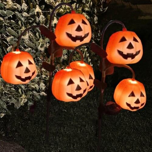 Halloween Decorative Lamp LED Pumpkin Light Outdoor Garden Pumpkin Ground Plug LightSolar Lawn Lamp Halloween Props Decoration