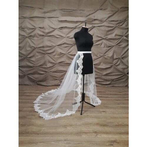 Long 1.7M Lace detachable wedding train,Tulle train,Detachable wedding skirt,Wedding lace train,white wedding train,custom size