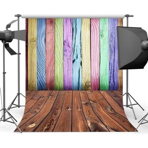 Mehofoto Wood Floor Backdrop for Photography Colorful Wall Background Photo Shoot Studio Computer Printed Floor-796