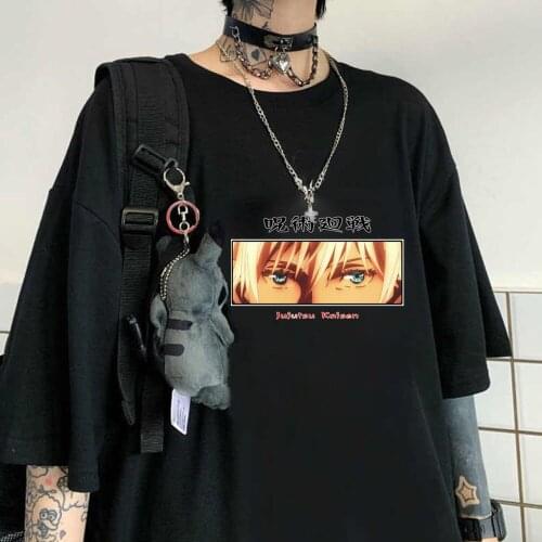 Jujutsu Kaisen Print Men T-shirt Men Japan Anime Harajuku Eye Hip Hop Top Tees Male Summer Short Shirt Fashion Street Style Top