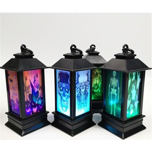 Halloween Lantern LED Wind Lights Pumpkin Witch Skull Electronic Candle Light Halloween Home Party Decoration Prop No Battery