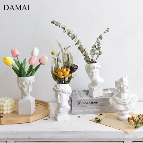 Artistic Portrait Sculpture Resin Vase Nordic Vintage Living Room Desktop Plant Pots Decorative Statue Ornaments Home Decoration