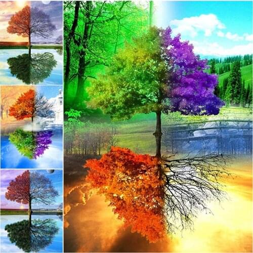 5D DIY Diamond Painting Tree Full Square/round Embroidery Landscape Rhinestone Picture Cross Stitch Kit Home Decoration Gift
