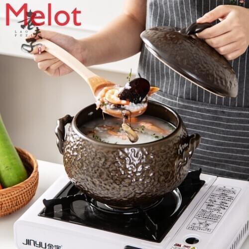 Health Stew Pot Ceramic Soup Household Casserole Old-Fashioned Large Small High Temperature Resistant Coal Gas Stove Open Flame