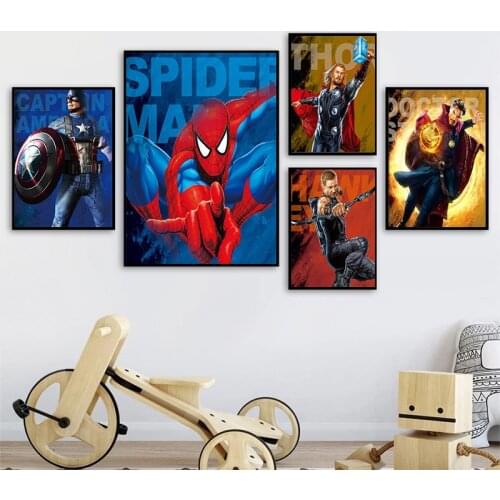 Comic Canvas Painting Marvel Superheroes Posters and Prints Wall Art Pictures for Kids Bedroom Home Decor Unframed