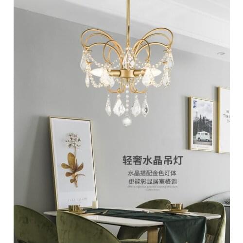 American chandelier dining room lamp French style light luxury cloakroom personality golden simple art bedroom crystal lamp
