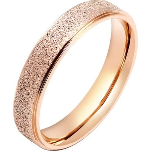 MANGOSKY 4mm Rose Gold Brush Finish Titanium Stainless Steel Ring Engagement Wedding Charm Rings Men Women Couples Tail Ring