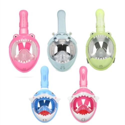 Boys Girls Underwater Scuba Diving Mask Childrens Anti Fog 180 View Cartoon Full Face Snorkeling Mask Kids Swimming Equipment
