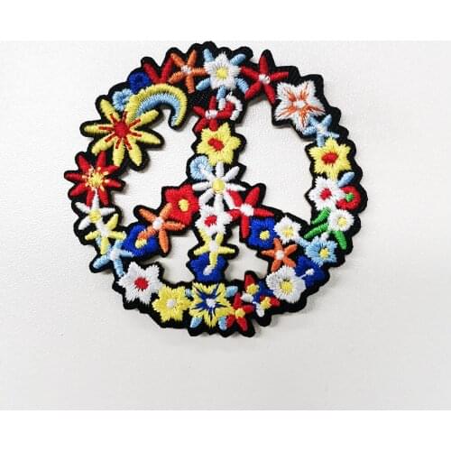 Flowers Signal Peaceful Iron on Patches for Garments Sewing Hollow Badges Biker Rider Applique Diy Custom Designs