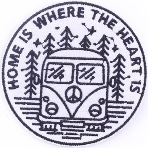 Bus Outdoor Embroidery Patches For Clothing Mountain Travel Iron On Patches On Clothes Natural Adventure Badge Custom Patch