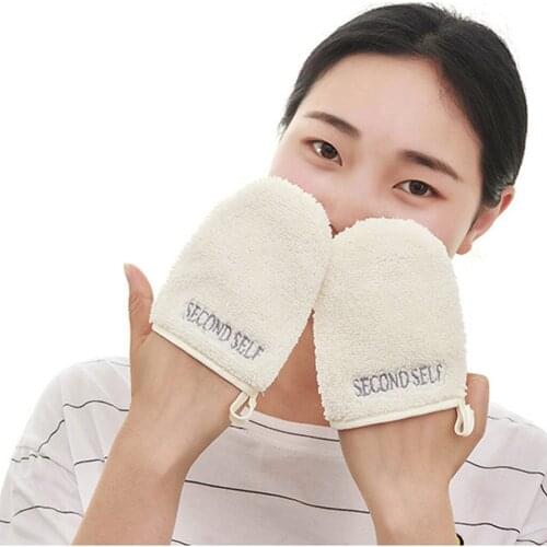 New Fashion Microfiber Facial Exfoliating Double-sided Makeup Remover Face Cleaning Gloves