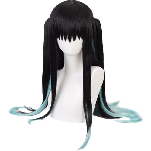 2020 Anime Demon Slayer Kimetsu no Yaiba Tokitou Muichirou Ponytails Wig Cosplay Costume Heat Resistant Synthetic Hair Long Wigs