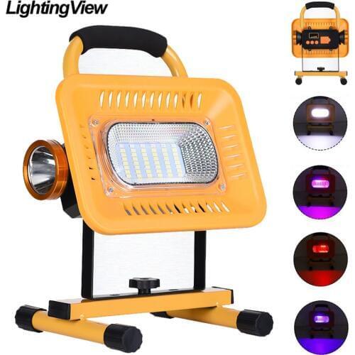 Rechargeable Floodlight Outdoor Flood Light Portable LED COB Work Light Spotlight Searchlight Camping Lantern Construction Lamp