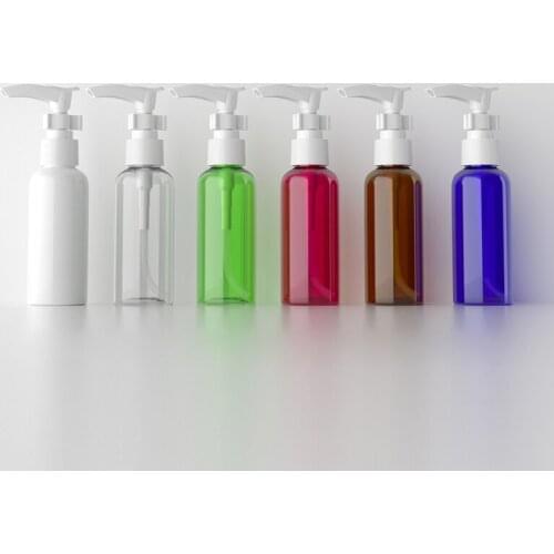 50pc 50ml Empty Plastic Bottle With Bayonet Pump,Shampoo Dispenser Container 50G Pump Bottles Blue White Transparent Black Brown