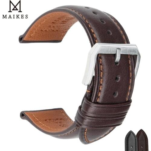 MAIKES Top Selling High Quality Business Watch Band 18mm 19mm 20mm 21mm 22mm 24mm Calf Genuine Leather Watch Strap for Huawei