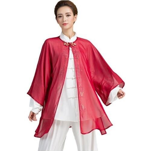 7 colors Chiffon veil with hot fix rhinestone for Tai chi suit taiji uniform wushu veil kungfu clothes for women