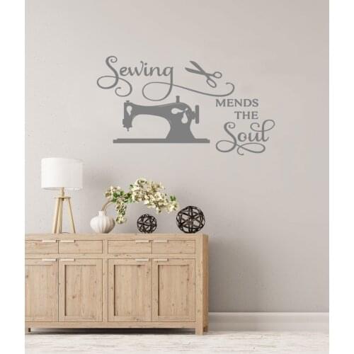 Sewing Mends The Soul Sewing Pattern Room Decorative Wall Stickers Vinyl Wall Decal Sewing Decoration DW10007