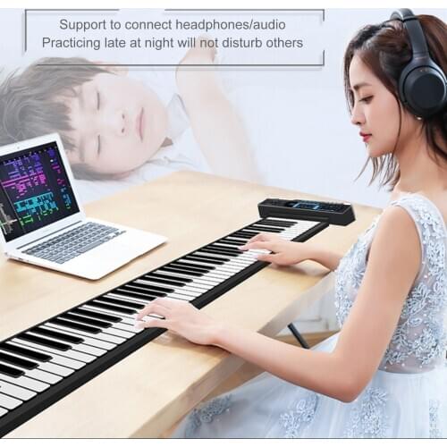 Roll Up Piano Foldable Piano Portable Piano Silicone Keyboard 88 Keys with MIDI Recording Editing Playback Sustain Dropship