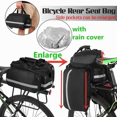 1Pc Bicycle Rear Seat Bag Multifunction Waterproof MTB Bicycle Pannier Bag Bike Rack Bag With Rain Cover Bicycle Accessories