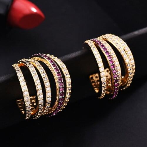 Zlxgirl jewelry brand color cubic zircon stud wedding earrings jewelry classic womens Dubai Gold color earrings brincos earing