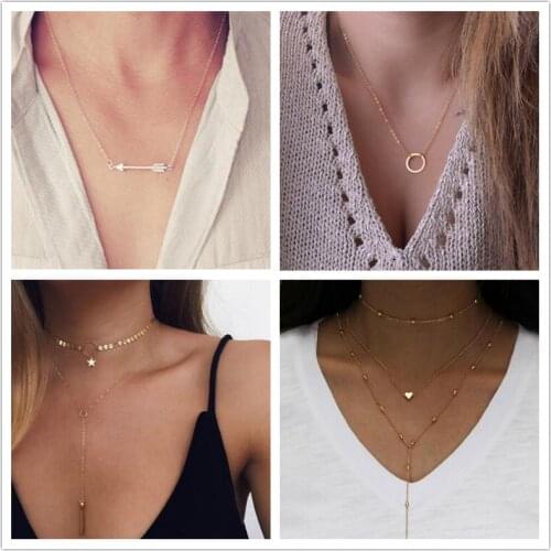 Tenande Clavicle Chain Leaf Bird Water Droplets Stars Choker Necklaces for Women Party Charms Jewelry Colliers