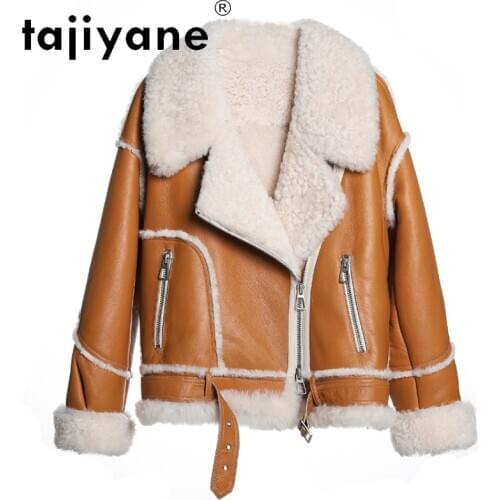 Tajiyane Real Sheepskin Jacket Women Natural Wool Fur Coats Woman Genuine Leather Jackets Female Clothing Luxury Casaco TN1350