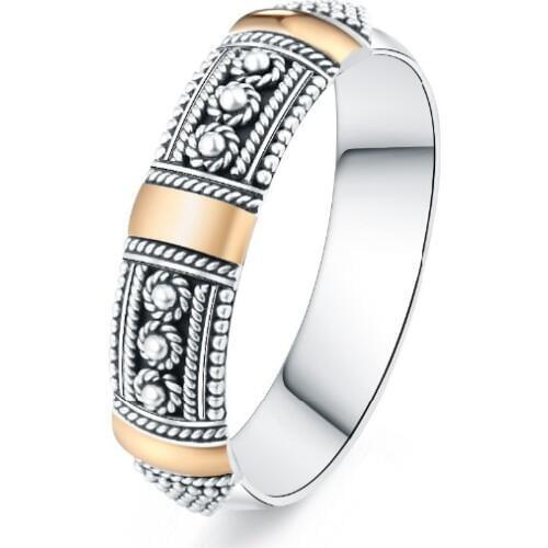 Bali Handmade Ethnic Style Ring For Women Couple Real 100% 925 Sterling Silver Vintage Couple Ring Original Jewelry