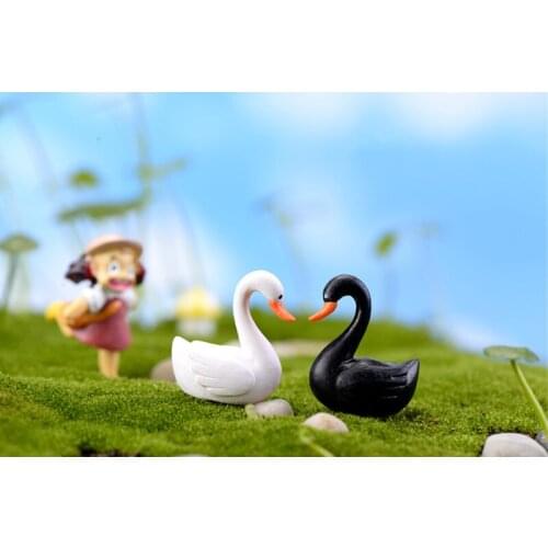 1 Pcs Cute Love White Black Swan PVC Crafts Miniature Mini Animal Decor Diy Dolls Landscape Ornament Fairy Garden