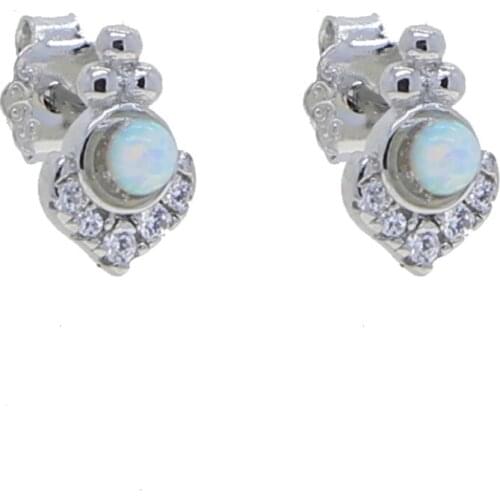 100% 925 Sterling Silver white Opal Stud Earrings For Women Wedding Small Earrings Fashion Anniversary Jewelry wholesale