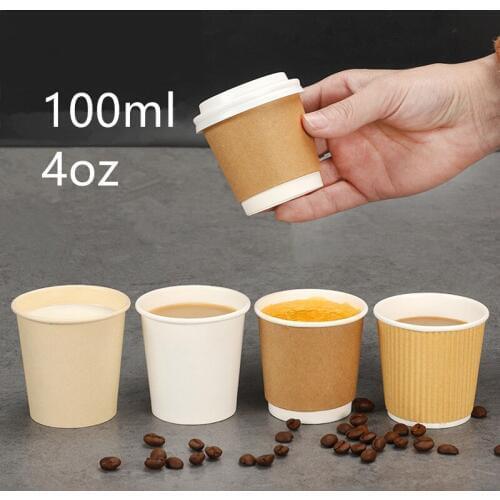 100pcs 100ml small disposable coffee cup 4oz wine milk tea yogurt fruit juice drink mini taste cup dessert paper cups with lid