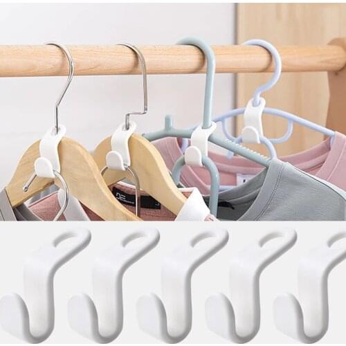200Set/Lot Wardrobe Space-saving Stack Hanger Hook Coat Hook Plastic Closet Stack Hanger Rack Bedroom Storage Organizer
