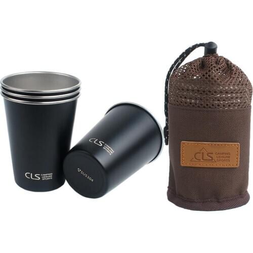 4PCS Outdoor Travel Cup 304 stainless steel Cup Portable Camping Cup Set Picnic Barbecue Beer Cup Water Cup Milk Cup