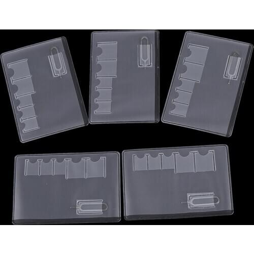 5 Pcs 6 Sim Card Storage Case Box Bag Easy Carry Clear Protector Portable For Sim Memory Card Transparency Universal