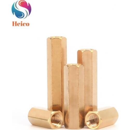 50pcs Double-pass Copper Pillars Hexagonal Copper Column Brass Copper Shaft Stud Spacer Hollow Pillars