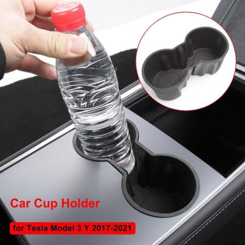 Car Water Cup Holder For Tesla Model 3 Y 2021 Center Accessories Silicone Skid Proof Waterproof Car Coasters Double Hole Holder