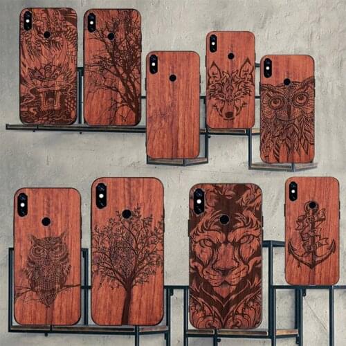 Carved Wood pattern ashion design Phone Cases For Xiaomi Redmi note 7 8 9 t k30 max3 9 s 10 pro lite Luxury brand shell