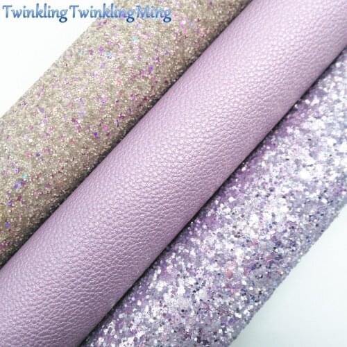 PURPLE Glitter Fabric, Litchi Faux Leather Fabric, Pearlized Synthetic Leather Sheets For Bows A4 8"x11" Twinkling Ming XM161