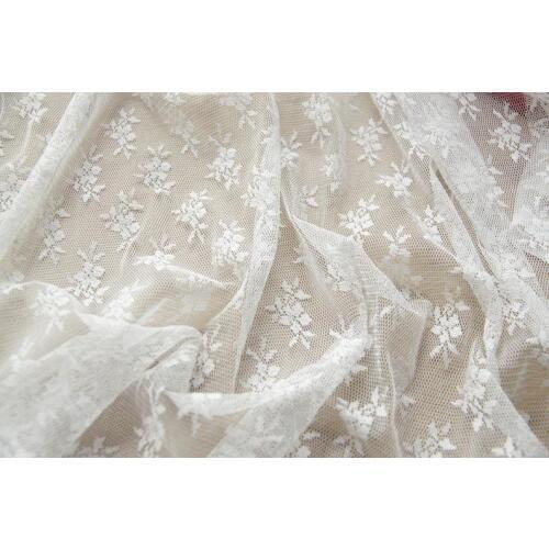 France Lace Fabric Florals Embroidered Tulle Mesh Lace For Wedding Bridal Gowns 59" Width